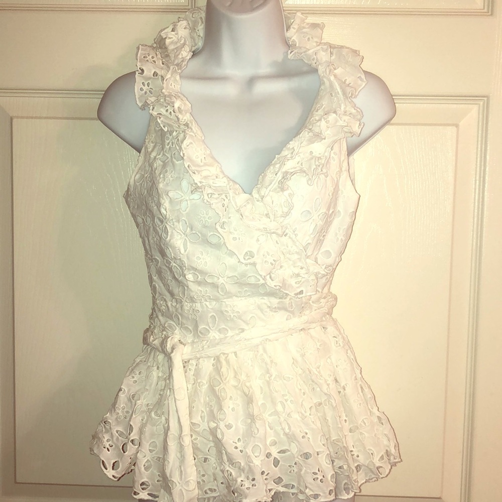 Adorable Ruffle eyelet wrap top